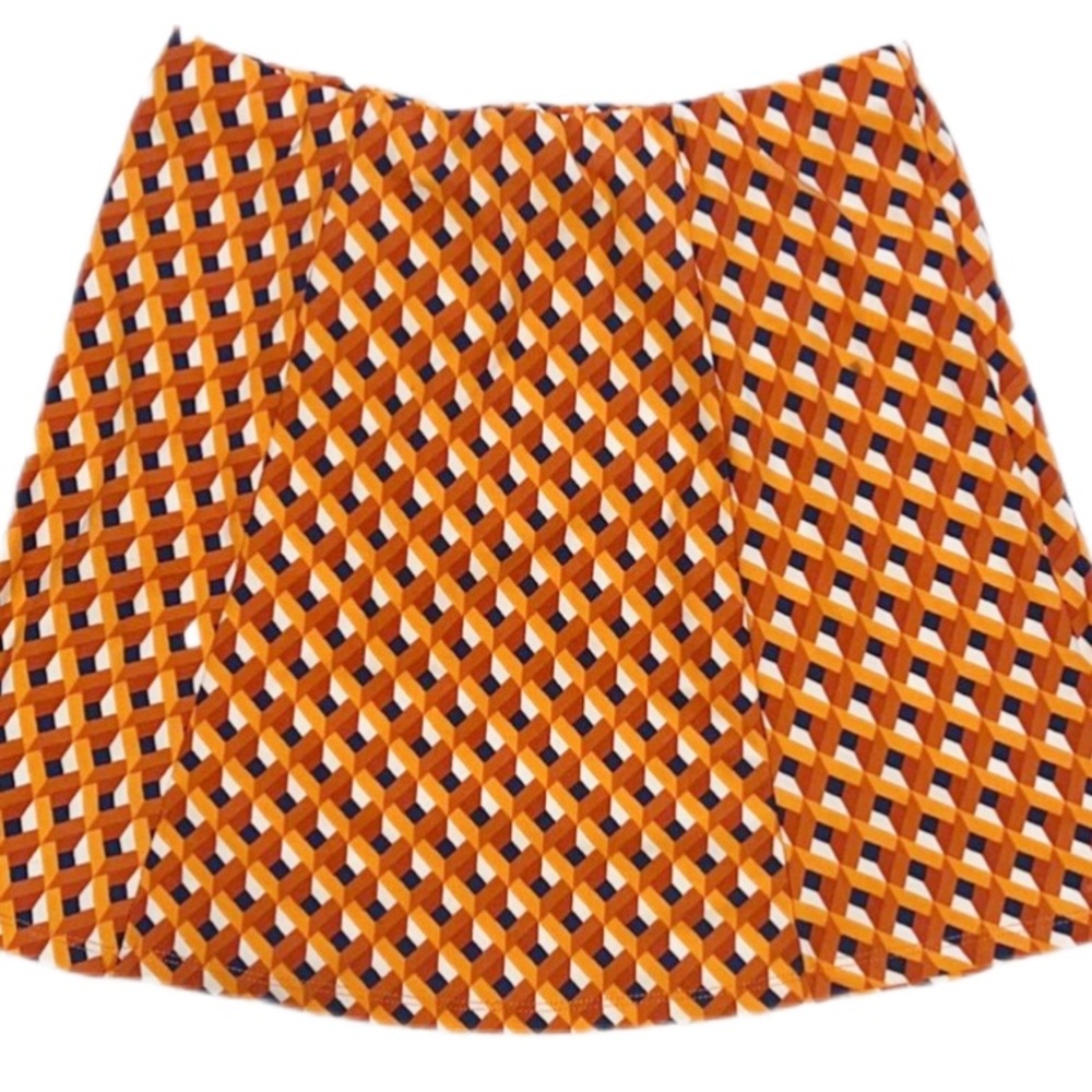 Orange Retro Geo Print Mini Skirt - Picture 9 of 10